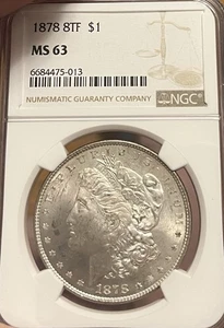 1878 8TF NGC MS63 Morgan Silver Dollar - Picture 1 of 4
