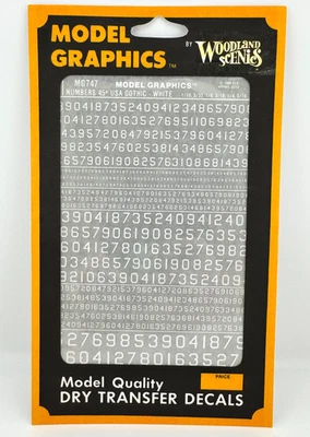 Woodland Scenics MG747 Numbers 45° USA Gothic White-Dry Transfer Decals - Image 1 of 2