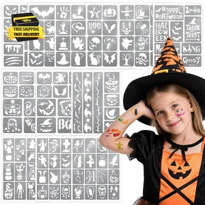 135 PCS Temporary Tattoo Stencils for Kids and Adults Halloween Party Supplies, - Picture 1 of 6