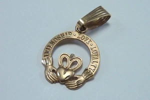  14K Yellow Gold  "Irish Claddagh" Pendant  - Picture 1 of 3