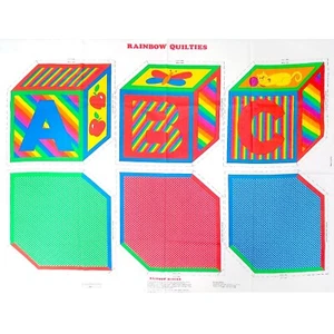 Rainbow Quilties Fabric Panel FCI Cut Sew Pre-Printed Childs Blocks 1 Yard x 45" - Picture 1 of 9