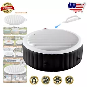 Windproof Round Hot Tub Cover - 5.4ft Inflatable Lid with Easy Transport Handles - Picture 1 of 9