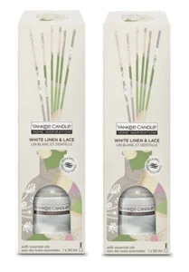 2x Yankee Candle Home Inspiration White Linen & Lace Reed Diffuser Essential Oil - Picture 1 of 1