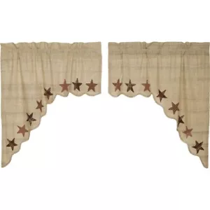 Tenda finestra Swag applique stelle Abilene decorazione primitiva - Foto 1 di 5