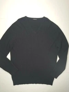Suéter MANRICO Para Hombre Talla XL 100% Cachemira Cuello en V Acanalado Ligero Italia Negro - Imagen 1 de 9