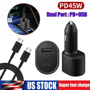 Original 45W USB C Fast Car Charger 3/6ft Cable For Samsung S24 S23 S22 S21Ultra - Picture 1 of 14