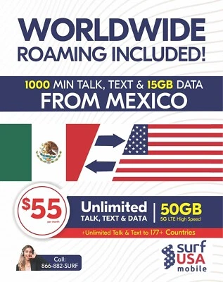 US SIMS with international calling and Roaming to 177 countries including Data - Image 1 of 3