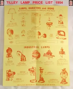 LAMPADA TILLEY LISTINO PREZZI COMPLETO 1954 VOLANTINO PEZZI DI RICAMBIO - Foto 1 di 4