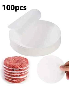 100 hojas de papel antiadherentes para hamburguesas prensa de hamburguesas papel de aceite para hornear galletas Reino Unido - Imagen 1 de 10