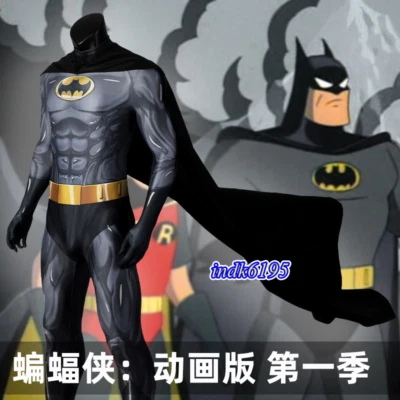 Batman Cosplay Costume Jumpsuit + Cape Superhero Outfits Halloween Adult - Image 1 of 4