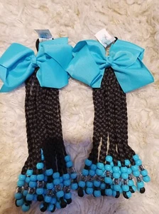 Kids braided ponytail hair extension with beads and bow - Picture 1 of 5