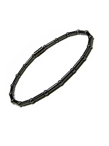 Accents Kingdom Magnetic Hematite Slender Cylindrical Bead Anklet Bracelet, 10" - Picture 1 of 2