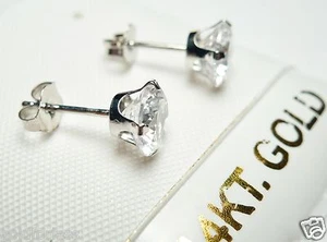 Juego de pendientes de zirconio cúbico de oro blanco puro de 14 quilates de oro 14 quilates... - Imagen 1 de 4
