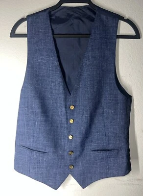 Chaleco Chaleco Yves Saint Laurent Para Hombre 42 Lana Azul Marino 5 Botones Foto 1 de 4