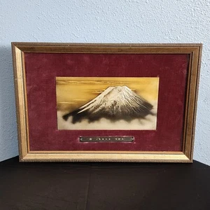 Vintage Mt Fuji Japan Framed Metal Art From Amano Hisashi Governor Yamanashi - Picture 1 of 10