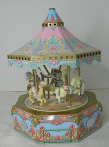 Vintage Tin Carousel/Merry Go Round Music Box Multicolor Missing Flag & Tape - Picture 1 of 9