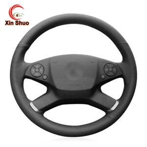Black Genuine Leather Car Steering Wheel Cover for Mercedes Benz E-Class W212 - Bild 1 von 15