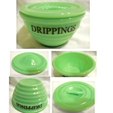 NEW Depression Style Beehive Jadeite Green Jadite Glass DRIPPINGS Bowl & Lid