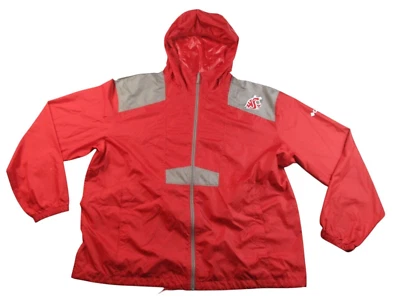 Washington State WSU Cougars Columbia Hooded Rain Jacket Men XL Red Windbreaker - Image 1 of 4