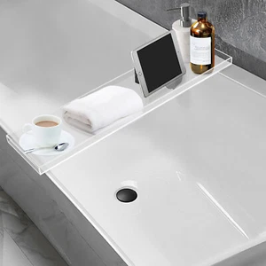 Vassoio da bagno in acrilico vassoio per vasca da bagno sopra la vasca da bagno ripiano supporto caddy - Foto 1 di 10
