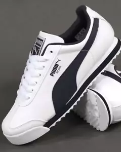 Puma Men's Roma Trainer White / Navy - Sneakers, Retro, Lace Up, Footwear, Shoes - Picture 1 of 4