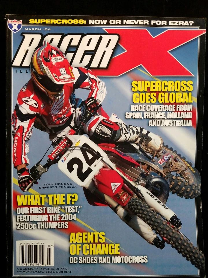 Racer X Motocross MX Motorcycle Dirt Bike Magazine March 2004 Ernesto Fonseca - Image 1 of 2