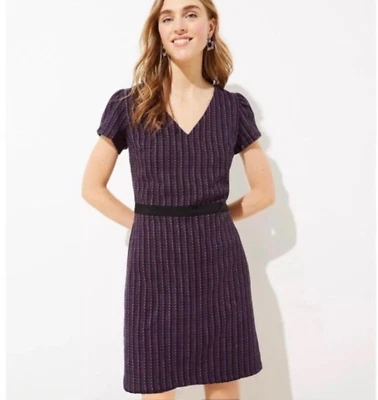 Loft Purple Tweed Vneck Sheath Dress Size 4T NWT - Image 1 of 4