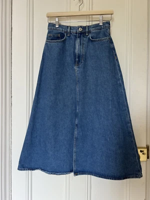 COS Blue Denim Midi Skirt Front Slit 32 6 NWOT - Image 1 of 3