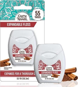 Gurunanda Expandable Waxed Dental Floss for Gentle, Deep Cleaning Wide Teeth Fl - Imagen 1 de 8