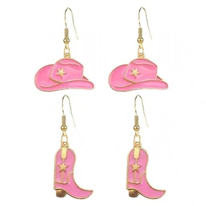 Cowboy Cowgirl Boot Earrings for Women Cute Western Drop Dangle Earrings Enam... - Picture 1 of 5
