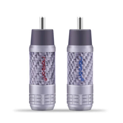 A pair rhodium Plated RCA Carbon Hi-Fi RCA Plug Connector Audio Cable Adapter - Image 1 of 4