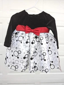 ASHLEY ANN Baby Mädchen Kleid 6/9 Monate schwarz Samt silber Glitzer Kreis Party - Bild 1 von 5
