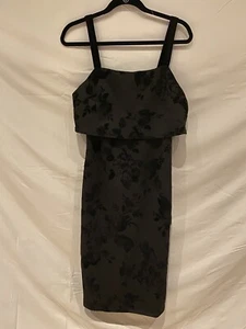 he Vanity Room Women's Black Dress with Velvet Flowers, Size L - Picture 1 of 7