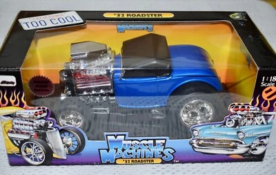 Muscle Machines Blue ‘32 Ford Roadster 1:18 California Too Cool Model NIB #118 - Image 1 of 4