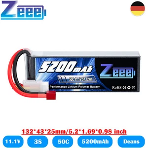 Zeee 3S Lipo Akku Batterie Deans T 11,1V 50C 5200mAh für RC Auto Boot Flugzeug - Bild 1 von 8