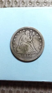 1856 Seated Liberty Silver Quarter Dollar F/VF Y609 - Picture 1 of 2