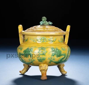 Genuine Chinese Ming Dynasty Ceramic Dragon Porcelain Incense Burner with Lid - Picture 1 of 18