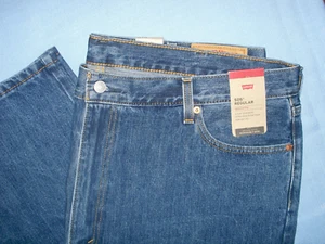 NEW Levi's 505 Regular Fit 46 x 32 Straight Leg Jeans Denim Blue 100% Cotton - Picture 1 of 4
