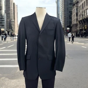 Sarar Mens Black Pinstripe Blazer 38R Classic Fit 3 Button Office Business Work - Picture 1 of 11
