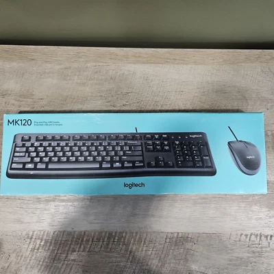 Logitech MK120 Wired USB Keyboard and Mouse, Black (920-002565) - Image 1 of 4