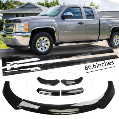 For Chevrolet Silverado LS Front Bumper Lip Splitter Spoiler+86.6" Side  Skirts Foto 1 de 4