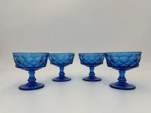 4 VTG Noritake Perspective Blue 4” Tall 4” Wide Sherbet Glasses Champagne Wine - Picture 1 of 5