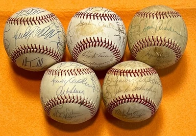 (5) 1980s Detroit Tigers Team Signed Baseball Auto Al Kaline / Alan Trammell - Image 1 of 4