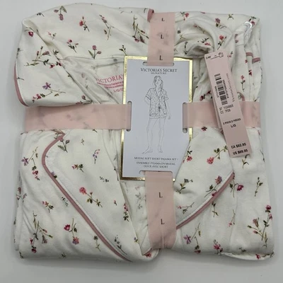 Victoria's Secret атласные шорты пижамы комплект верх и низ цветочный принт размер большой - Изображение 1 из 4