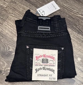 32x30 -Rock ⭐️ Revolution Mens Embroidered Black Jeans -NWT - Bild 1 von 11