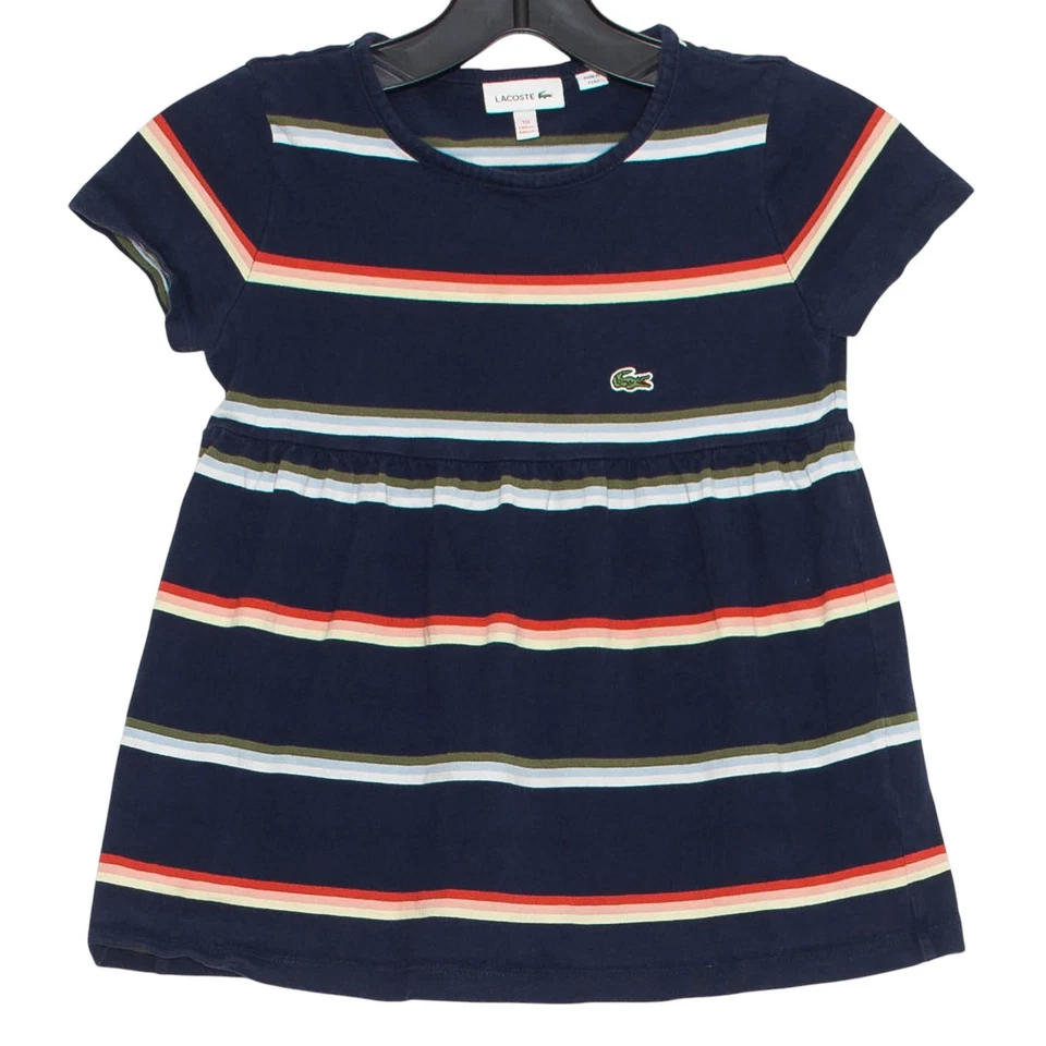 Top Lacoste Niñas Logo Cocodrilo Preppy Rayas Azul Talla 10 GL Foto 1 de 4