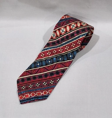 Vintage Brioni Silk Tie Hand Made in Italy Colorful Abstract Design 59" - Image 1 of 4