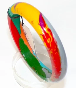 Sobral Pollock PB14 Multicolor 1/2" Artist Made Statement Bangle Bracelet - Picture 1 of 6