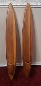 VTG Mid Century Danish Modern BELART Surf Board Candle Wall Sconces Pair 1960s - Picture 1 of 9