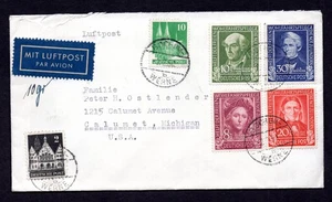 GERMANY 1950 US SCOTT #B310-B313 AIRMAIL TYING COMPLETE SET ON COMMERCIAL COVER - Picture 1 of 2